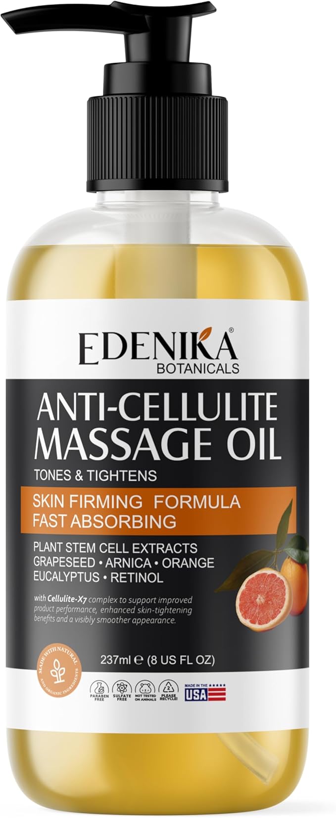 EDENIKA BOTANICALS Firming Anti Cellulite Massage Oil, Grapeseed Oil, Plant - Image 7