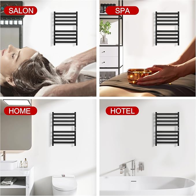 Heated Wall Mounted Electric Towel Warmer Rack, Timer & Temperature Control - Image 6
