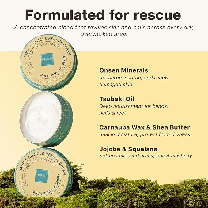 Onsen Hand & Cuticle Rescue Cream | Organic Nail Strengthener & Balm | Dry - Image 5