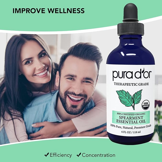 PURA D'OR Organic Spearmint Essential Oil USDA Certified 100% Pure & Natural - Image 2
