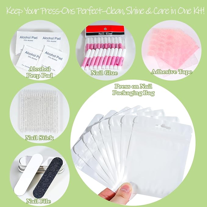 Press On Nail Tool Kit with Everything, Bebbtiy Nail Prep Tool Disposable - Image 3