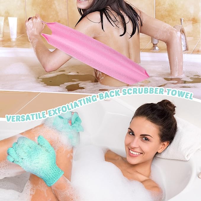 4 Pack Exfoliating Washcloth Back Scrubber Set, 2 Exfoliating Body Scrubber - Image 7