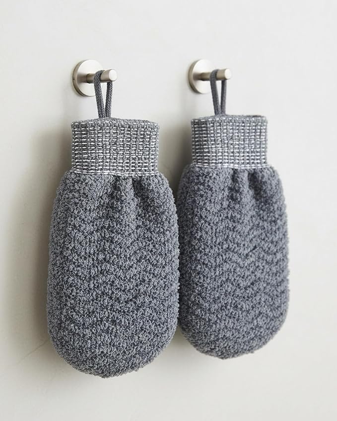 Exfoliating Gloves 2 Pack, Wave Texture Exfoliating Mitt - Image 8