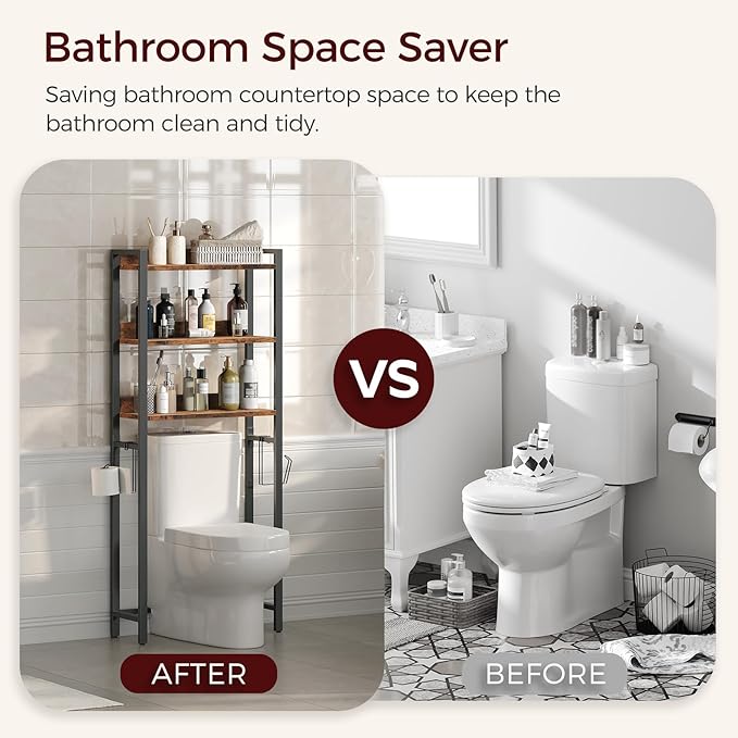 MAHANCRIS Over The Toilet Storage Rack, 3 Tier Bathroom Organizer Over Toilet - Image 6