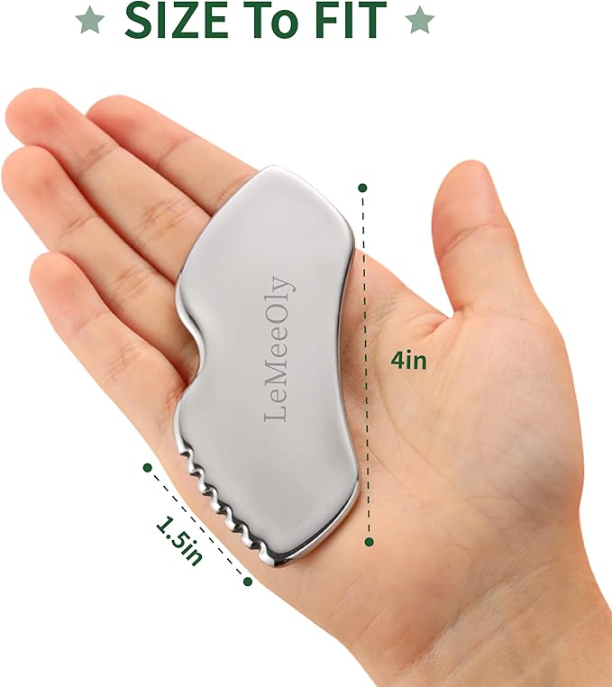 LeMeeOly Gua Sha Facial Tools Stainless Steel & Compressed Facial Sponges - Image 4