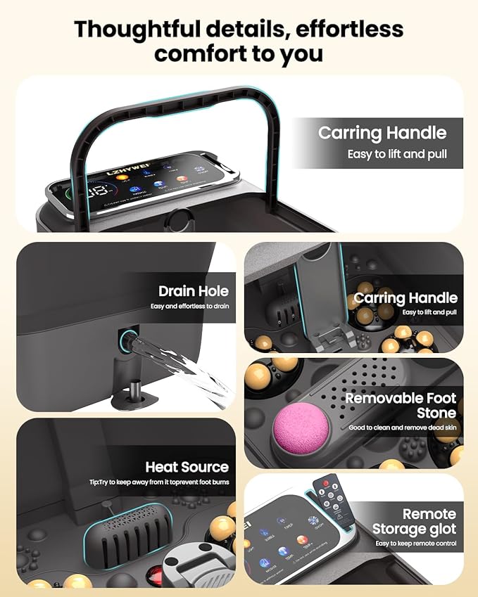 Collapsible Foot Spa with Heat, Electric Foot Bath Massager with Color - Image 7