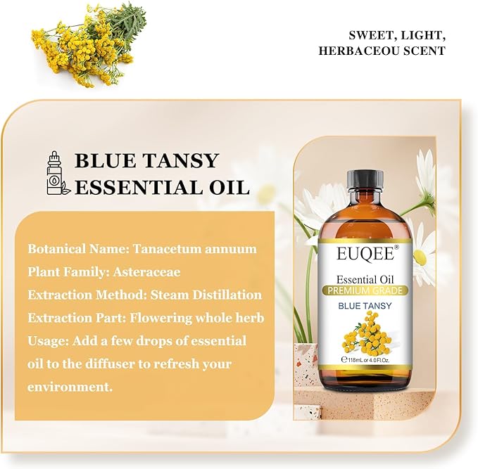 EUQEE Blue Tansy Essential Oil 118mL/4oz Pure Blue Tansy Oil Premium Essential - Image 2