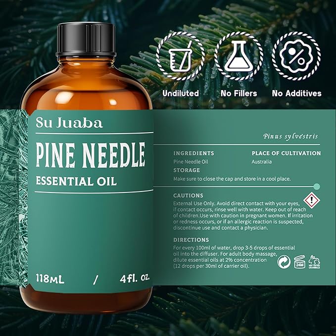 SU JUABA 4 Fl Oz Pine Needle Essential Oil, 100% Natural Aromatherapy Oil - Image 6