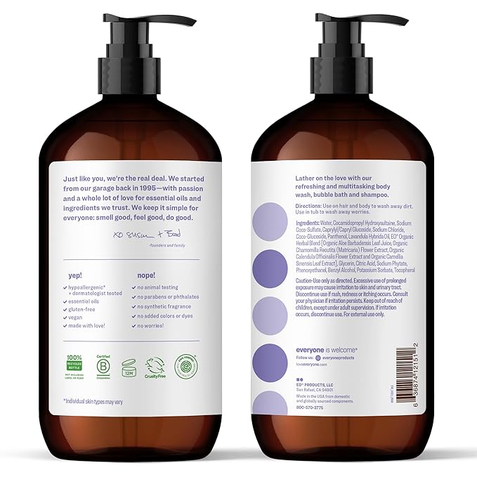Everyone 3-in-1 Soap, Body Wash, Bubble Bath, 32 Ounce, Lavender and Aloe - Image 2