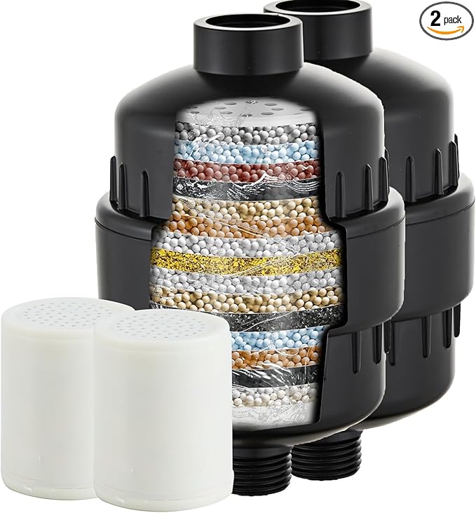 2 Pack Shower Head Filter for Hard Water, Fluoride & Heavy Metals, Universal by LCEVCGK