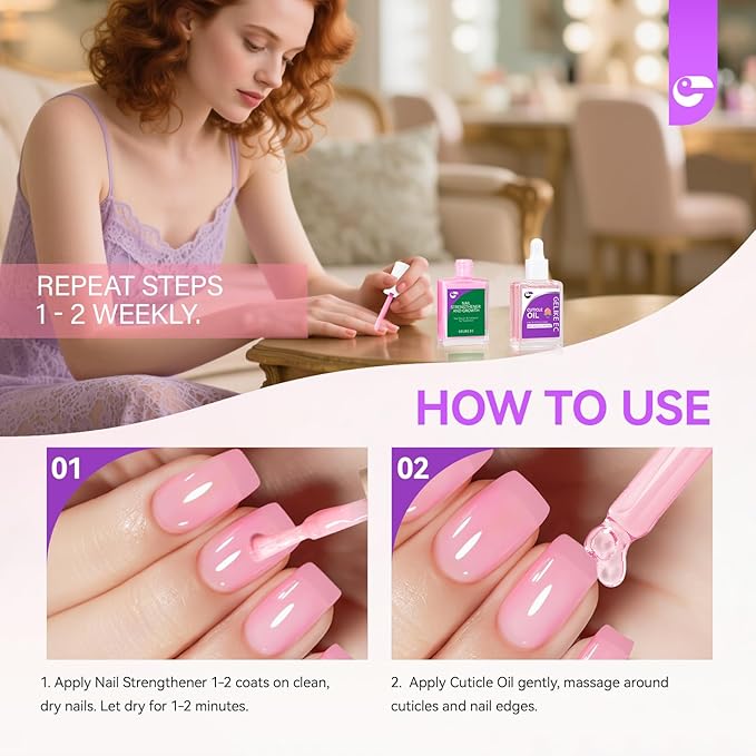 Gelike EC Nail Care Gift Set: Pink Fingernail Nail Growth Treatment & Peach - Image 7