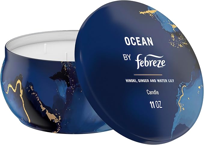 Febreze Scented Candle, Ocean Scent, 11 oz 4 Wick Candle, Single Pack by Febreze