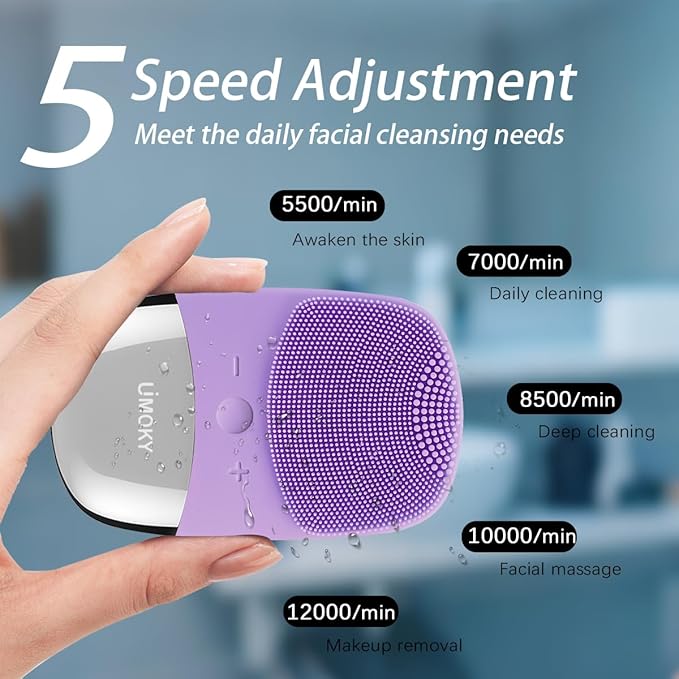 Facial Cleansing Brush, 3-in-1 Electric Silicone Face Scrubber, Vibrating - Image 4
