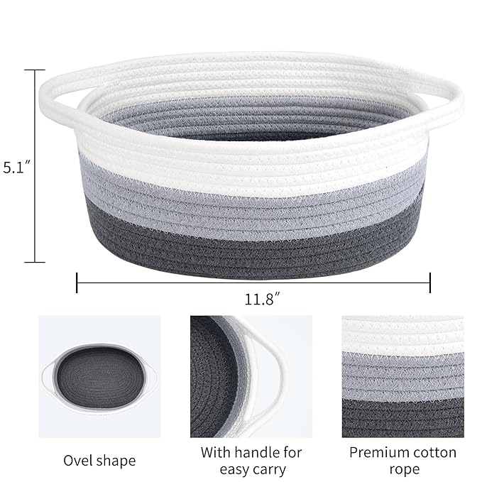 ABenkle Small Basket, Rope Room Shelf Storage Basket, Cat Dog Toys Basket Chest - Image 2