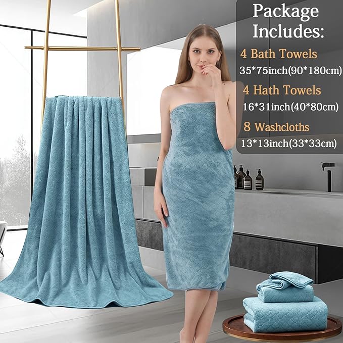 Ycosy 8-Piece Bath Towels Set, 2 Oversized Large Bath Towels Sheet, 2 Hand - Image 5
