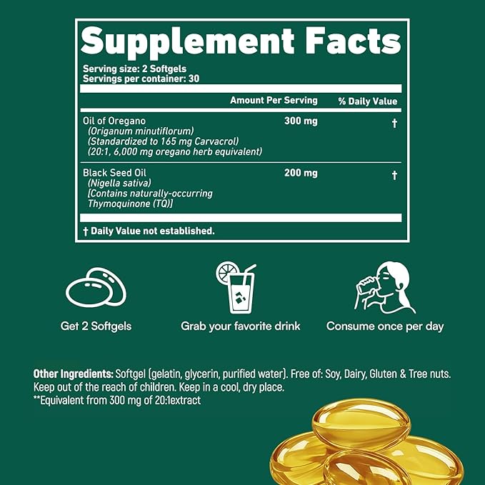 Resilia Softgels with Black Seed Oil 6000mg – Organic Oregano Oil Capsules - Image 3