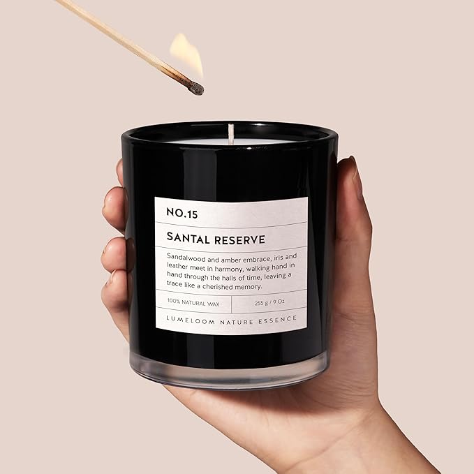 LUMELOOM Santal Reserve Luxury Scented Candles, 9oz Soy Wax Candles - Image 5