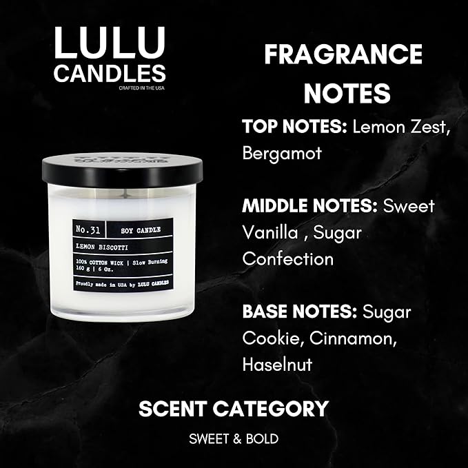 Lulu Candles | Lemon Biscotti | Luxury Scented Soy Jar Candle | Hand Poured in - Image 2