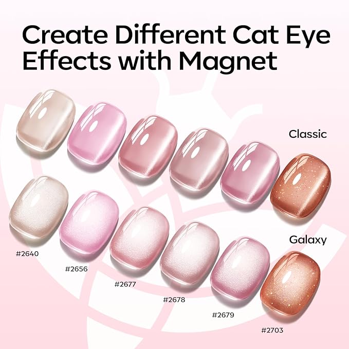 modelones Cat Eye Gel Nail Polish, 6 Colors Nude Gel Polish Pink Glitter Brown - Image 5