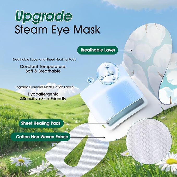 AROIC 60 Pack Steam Eye Masks Disposable, Heated Eye Mask Warm Compress - Image 6