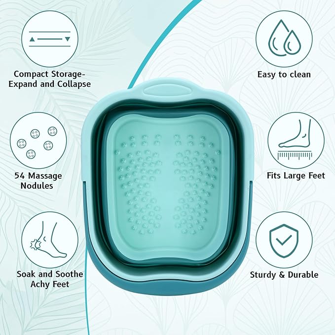 2 Pack Collapsible Foot Bath Plastic Foot Soaking Tub Portable Feet Bucket - Image 4