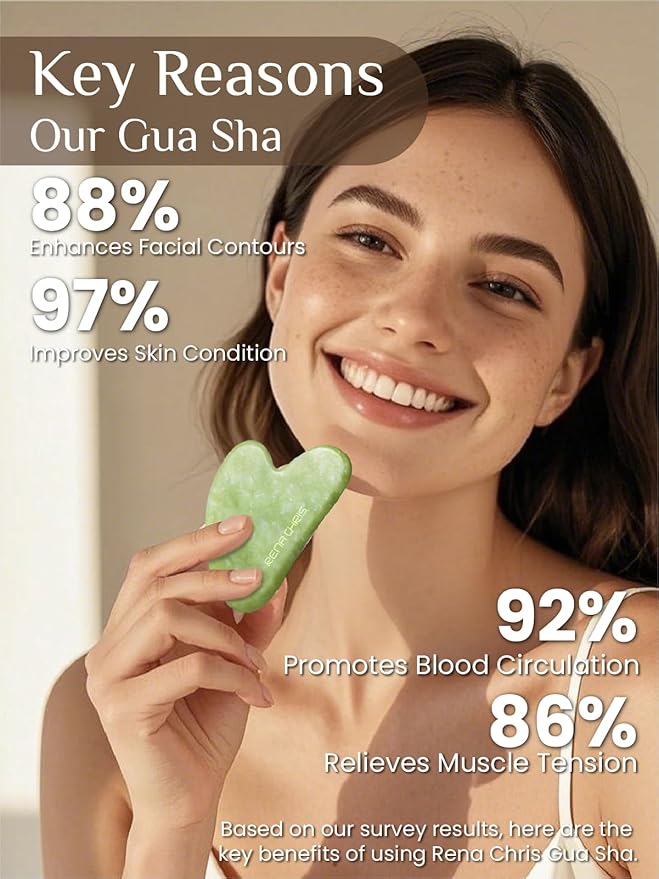 Rena Chris Gua Sha Facial Tools, Jade Guasha Tool - Image 4