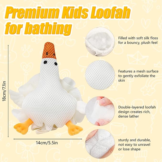 Kids Loofah, Cute Cartoon Animal Kids Bath Sponge - Image 3