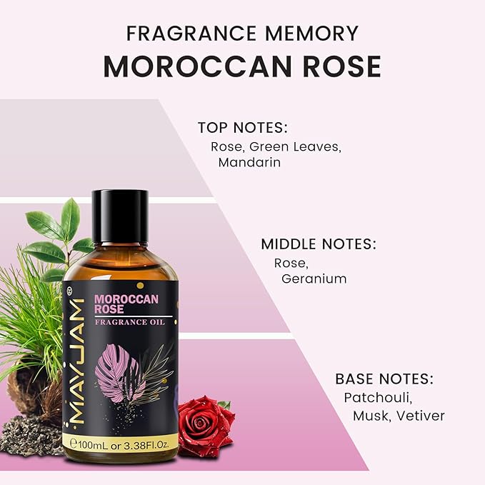 Moroccan Rose Fragrance Oil Essential Oil, MAYJAM 3.38FL.OZ Moroccan Rose Oil - Image 4