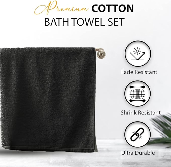 KAHAF COLLECTION 100% Cotton Bath Towels, 24x48 Pack of 6 Towels, Quick Dry - Image 4
