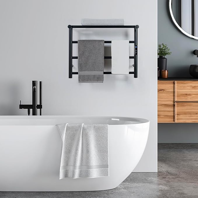 MyGift 4 Tier Wall Mounted Bathroom Towel Warmer Rack - Image 7