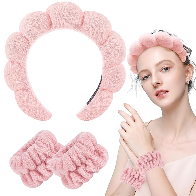 Zkptops Spa Headband for Washing Face Wristband Set Sponge Makeup Skincare - Image 8