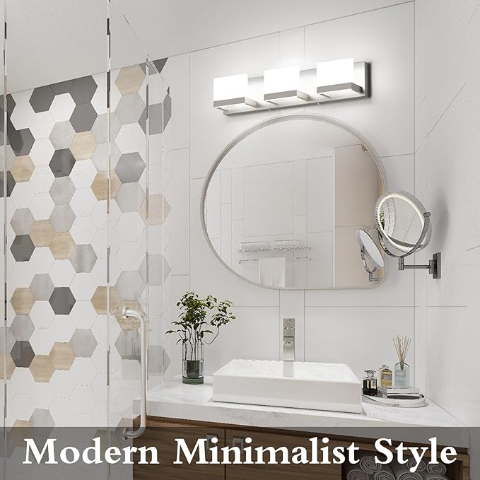 Tipace 3 Lights LED Modern Vanity Light Brushed Nickel Bathroom Lighting - Image 7