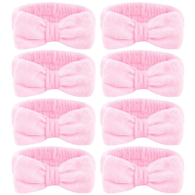 Ondder Spa Headband for Washing Face 8 Pack Pink Skincare Headbands for Women by Ondder