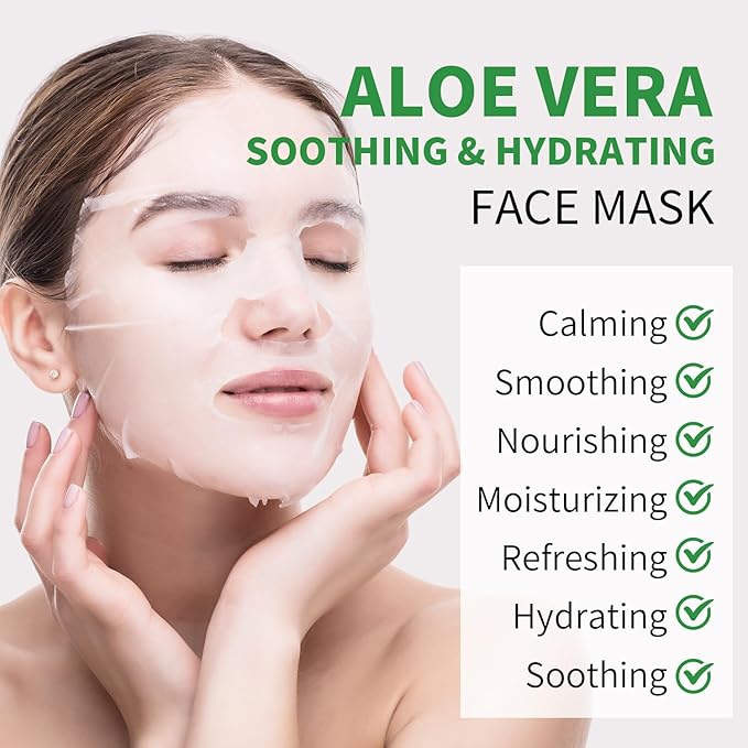 Aloe Vera Soothing Mask Hydrating Face Masks Skincare Moisturizing Facial Sheet - Image 2