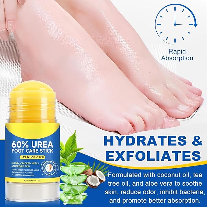 60% Urea Cream Stick with 2% Salicylic Acid, Maximum Strength Foot Care Balm - Image 3