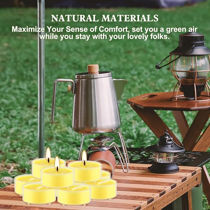 3.5-Hour 100Pack Yellow Tealight Candles, Outdoor and Indoor Summer Scented - Image 6
