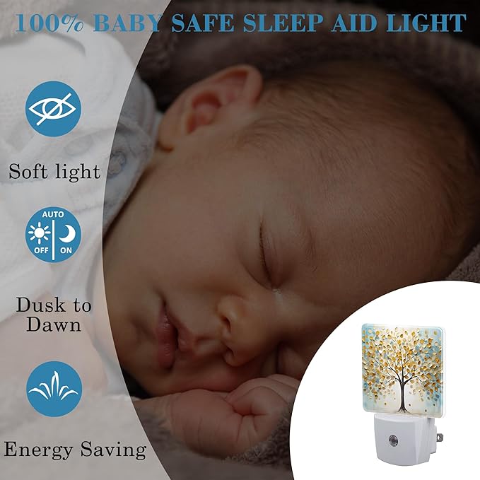 Plug in Night Lights Golden Tree Of Life Oil Painting Nightlight Plug Into Wall - Image 4