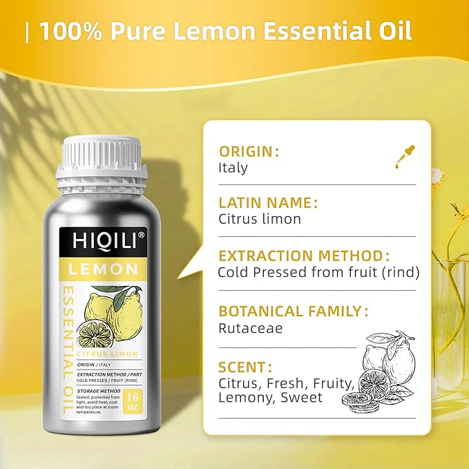 HIQILI Lemon Essential Oil for Cleaning, Degreasing & Household Use, Skin Care - Image 7