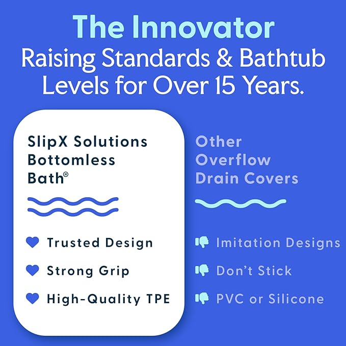SlipX Solutions Bottomless Bath, Essential Overflow Drain Cover - Image 6
