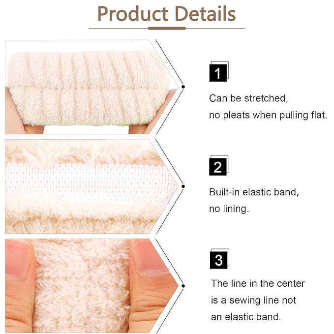 VELSCRUN Spa Headbands for Wash Face, Makeup Headband, Facial Skincare Headbands - Image 7