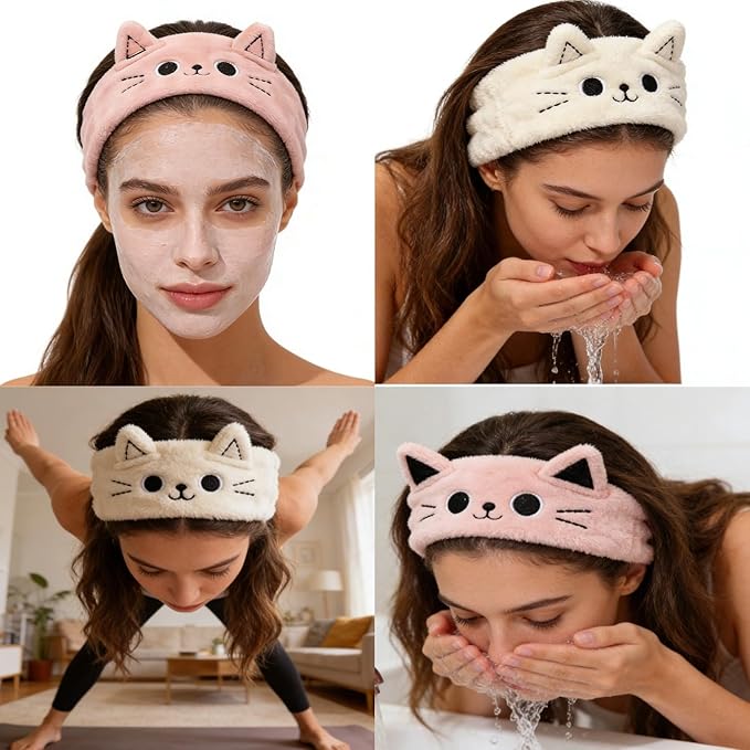 2 PCS Cute Cat Ear Spa Headband - Image 4