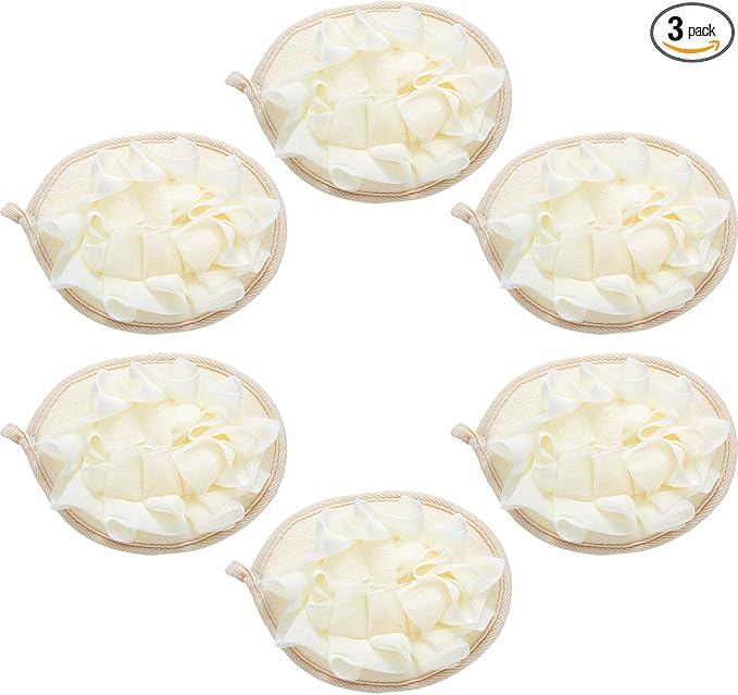 Boao 3 Pcs Bath Shower Pouf Sponge Mesh Pouf Shower Ball Exfoliating Body by Boao