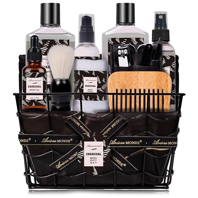 Father Day Gift for Men Spa Gifts for Men, Charcoal Bath and Body Gift Set for by Ariosemonde