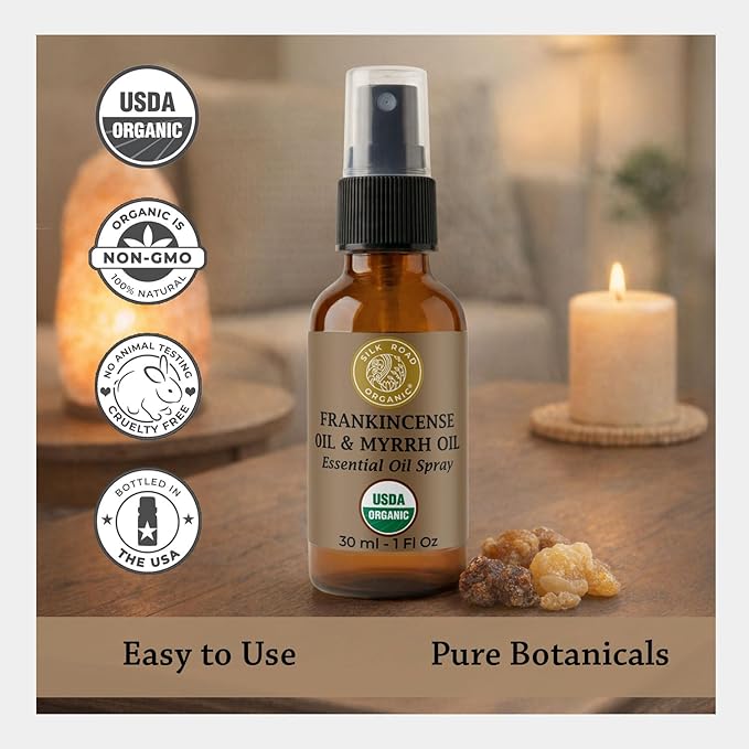Silk Road Organic Frankincense Oil & Myrrh Essential Oil Spray, 100% Pure USDA - Image 5