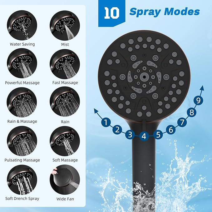Hibbent Dual Filter All Metal 12" Rainfall Showerhead Combo, High Pressure - Image 3