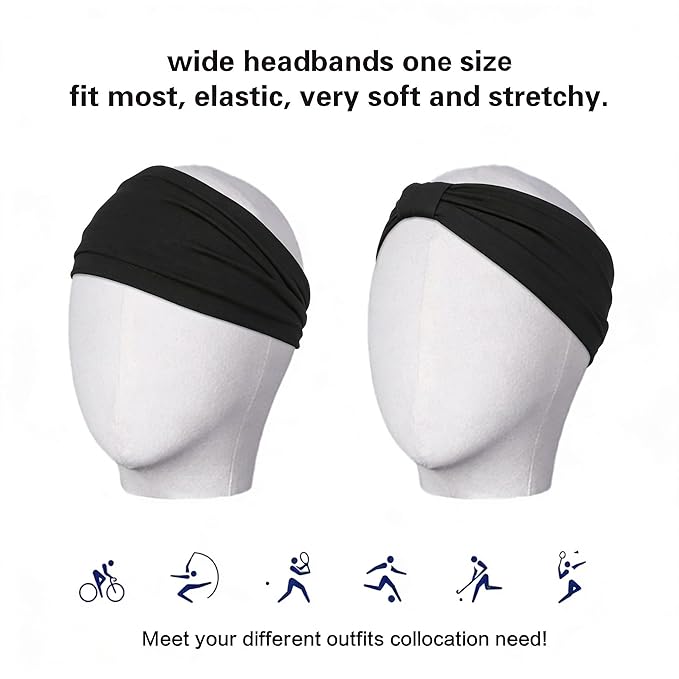 2 Pack Black Wide Headbands for Women - Image 4