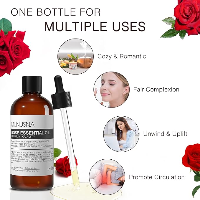 Rose Essential Oil 100ML, 100% Pure Natural Rose Oil - Image 4
