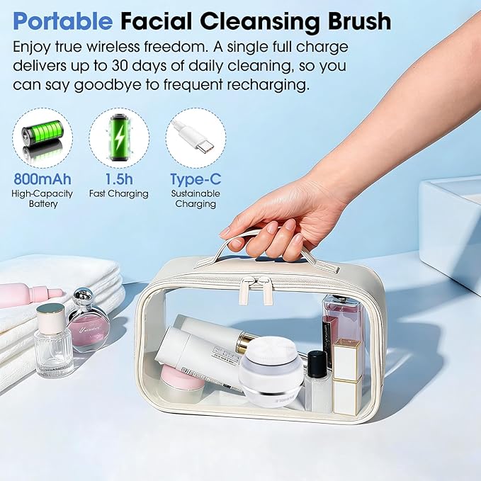 Electric Facial Cleaner with 6 Modes & 3 Light Effects, Rechargeable Waterproof - Image 8