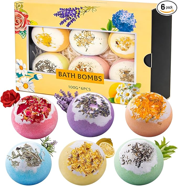 Bath Bombs Gift Set, Natural Floral Bath Bombs, Lemon Aromatherapy, Wife or by Unknown