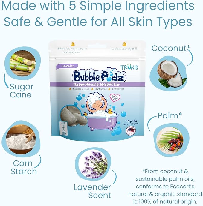 TruKid Bubble Podz Bubble Bath for Kids, & Babies, Tear Free Gentle & - Image 6